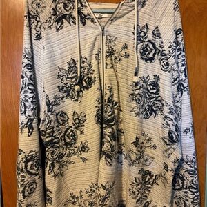 Maurices Striped Zip-Up Sweater - Gray and Cream